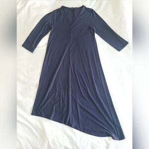 Eileen Fisher Shirt Dress Womens XS Blue Long Sleeve V-Neck Casual Viscose Blend